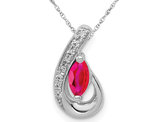 1/4 Carat (ctw) Natural Marquise Cut Ruby Pendant Necklace in 14K White Gold with Chain